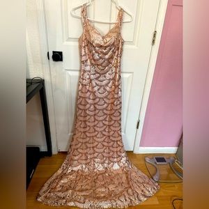 Ramica Mermaid Rose Gold Sequin Dress